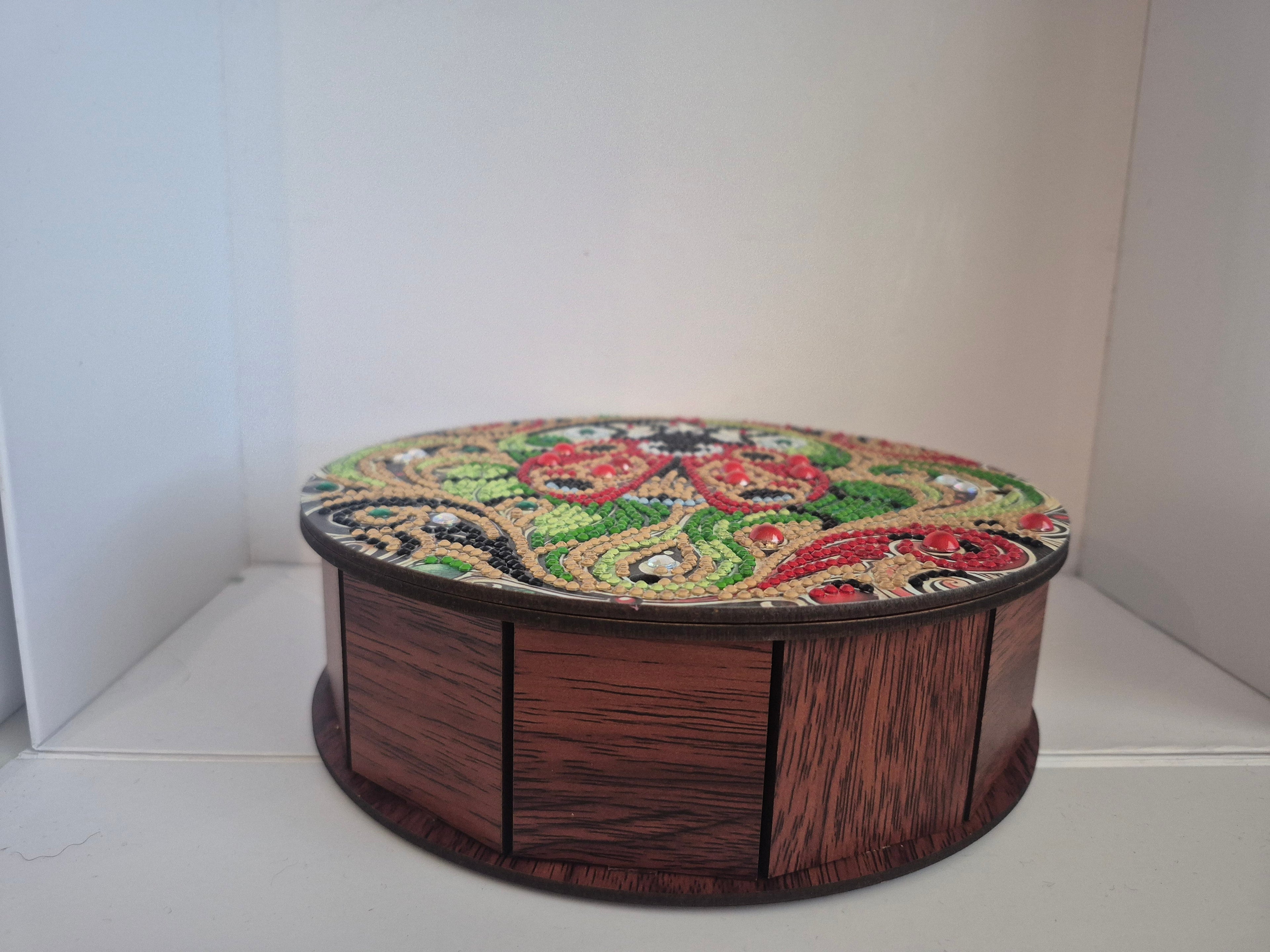 Ladybug Round Wooden Box Seahorse Creations AU