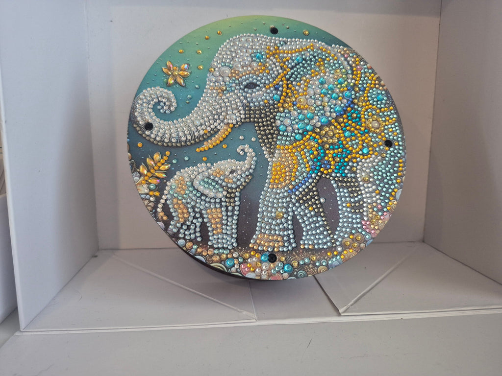 Elephant Round Wooden Box Seahorse Creations AU