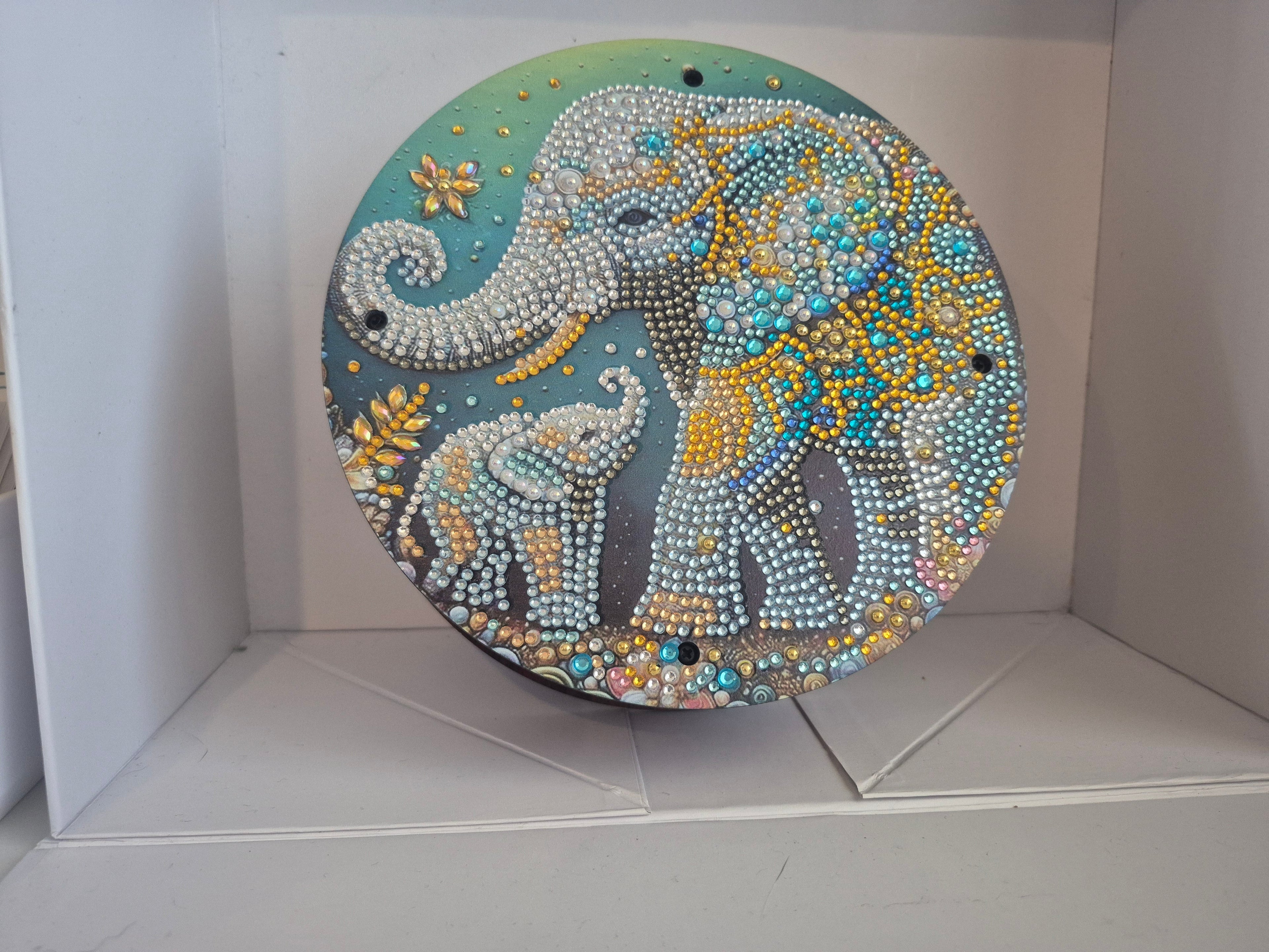 Elephant Round Wooden Box Seahorse Creations AU