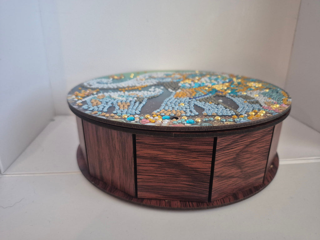 Elephant Round Wooden Box Seahorse Creations AU