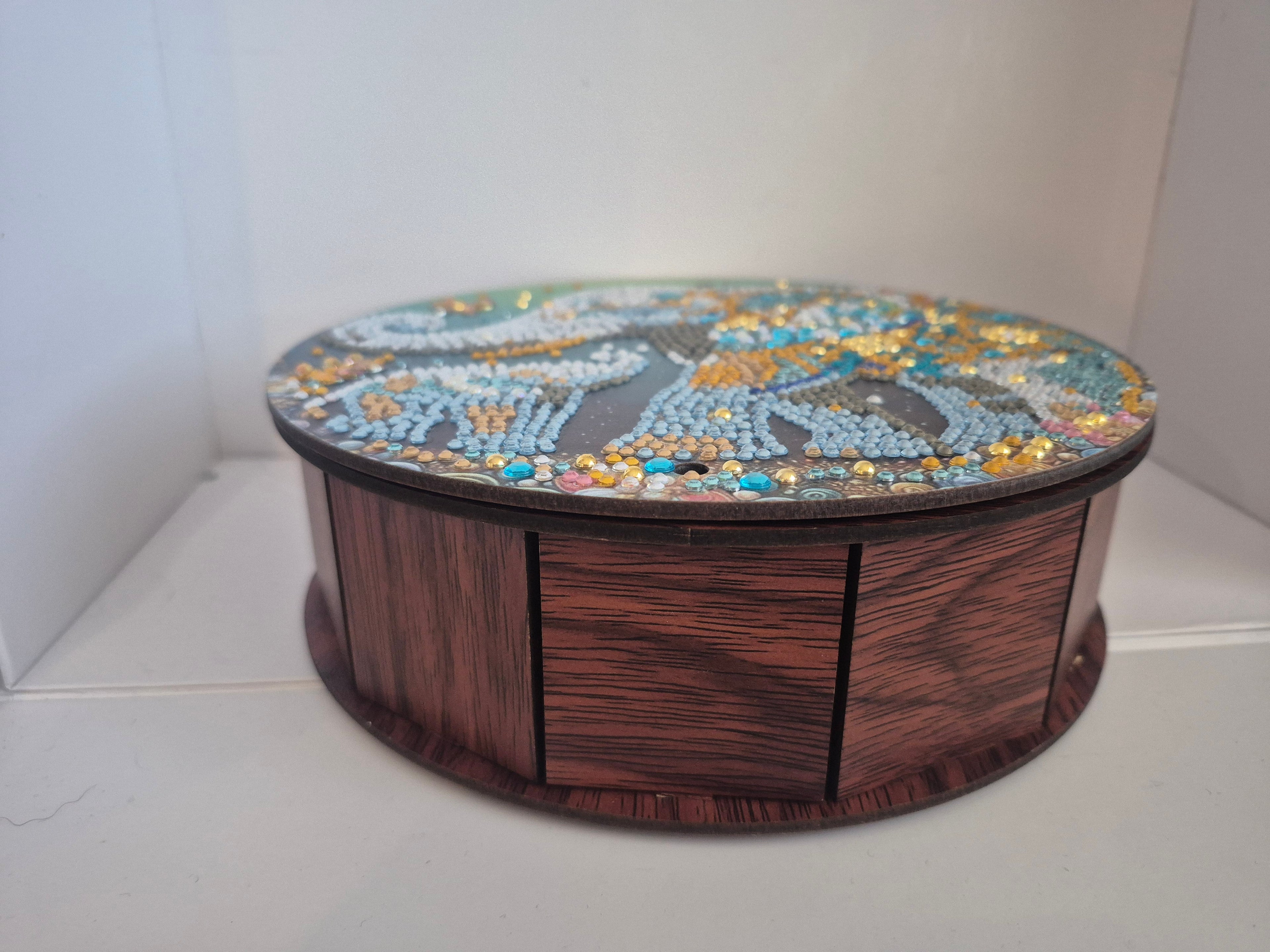 Elephant Round Wooden Box Seahorse Creations AU