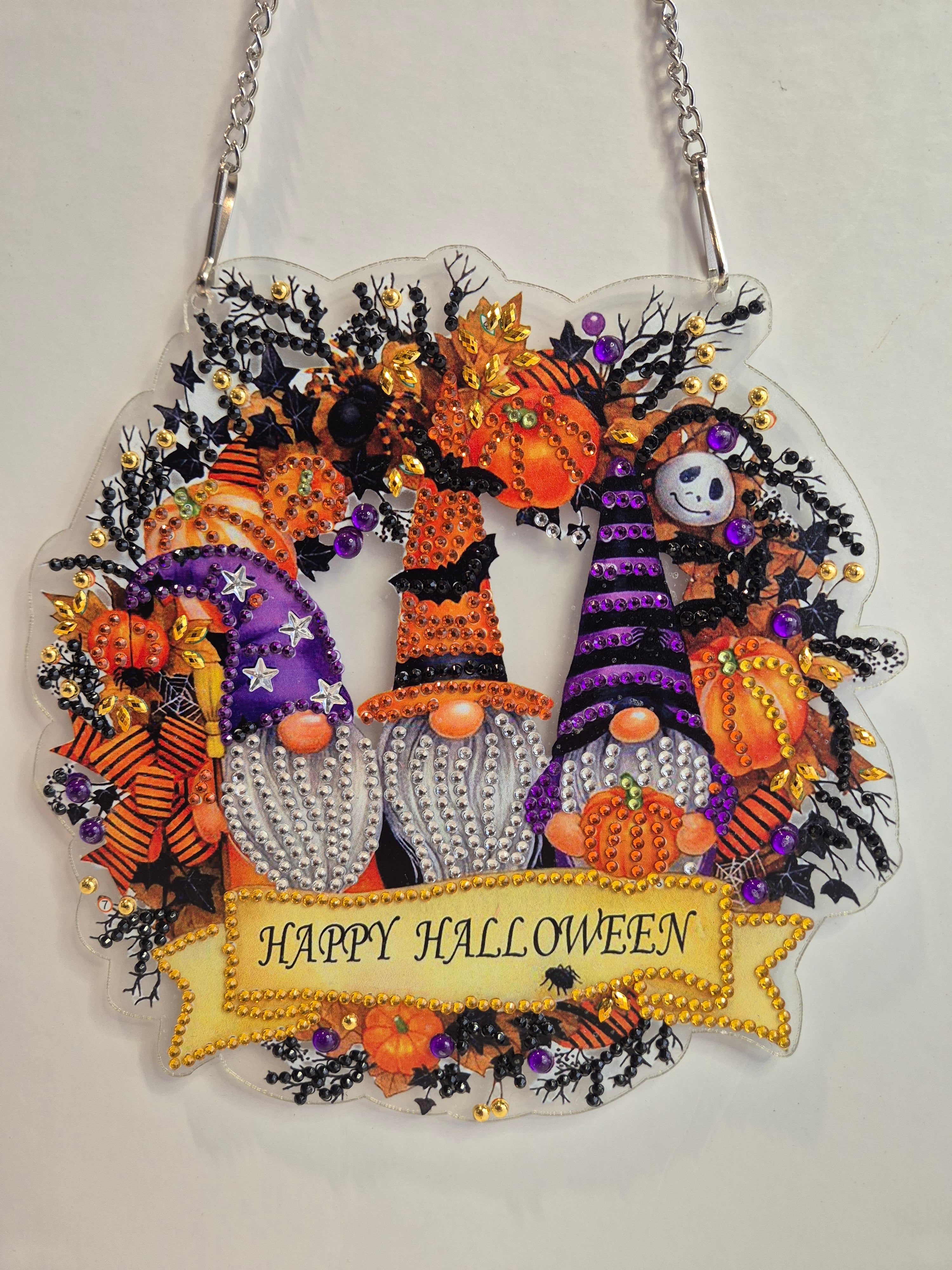 Gnome Halloween hanging wreath Seahorse Creations AU