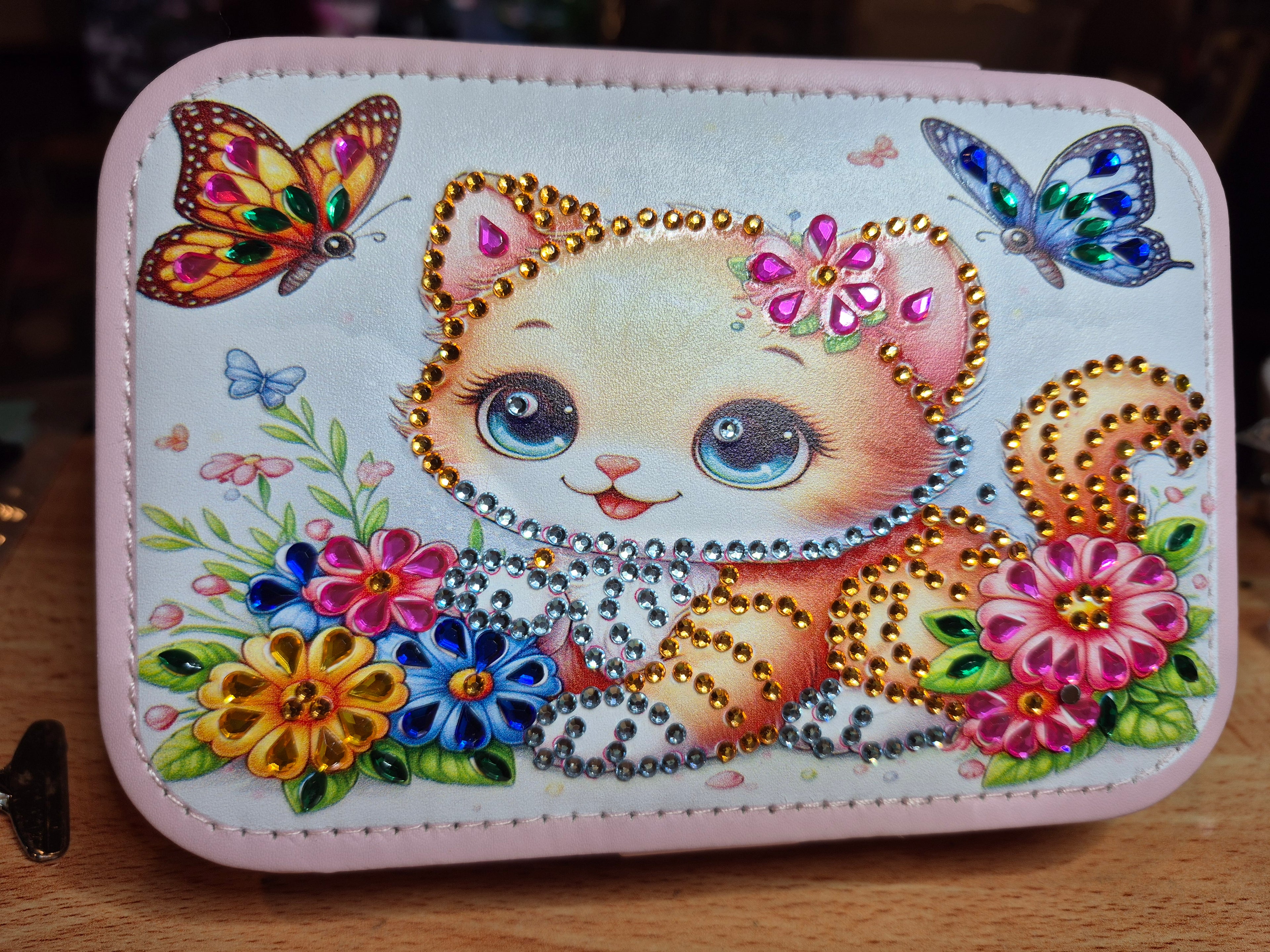 Jewellery box - med pink cat Seahorse Creations AU