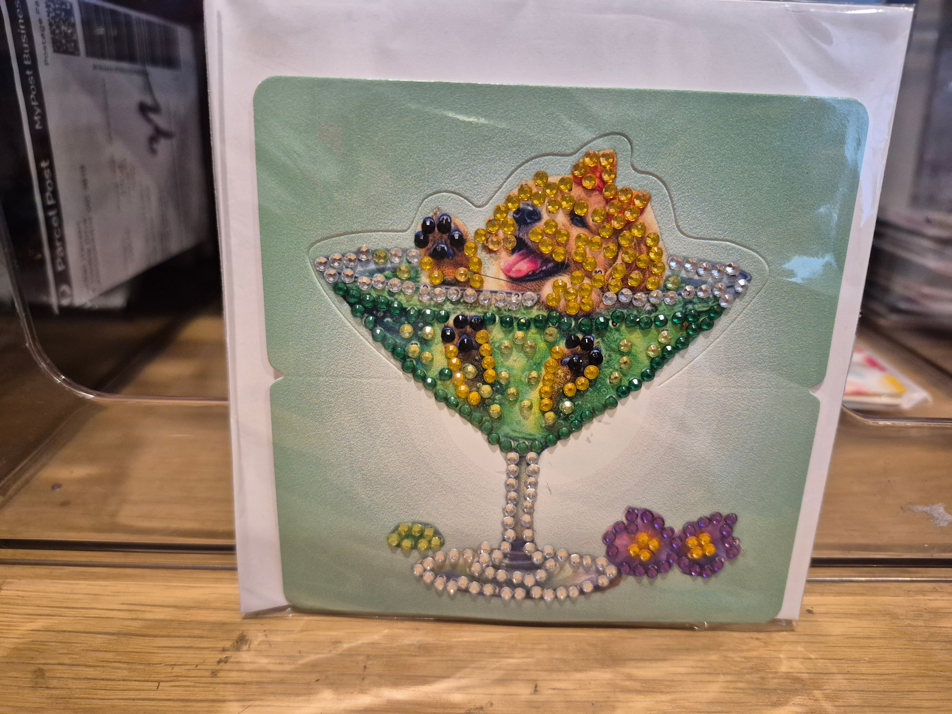 Cards -  greeting, mni, dog in glasses 6 Seahorse Creations AU