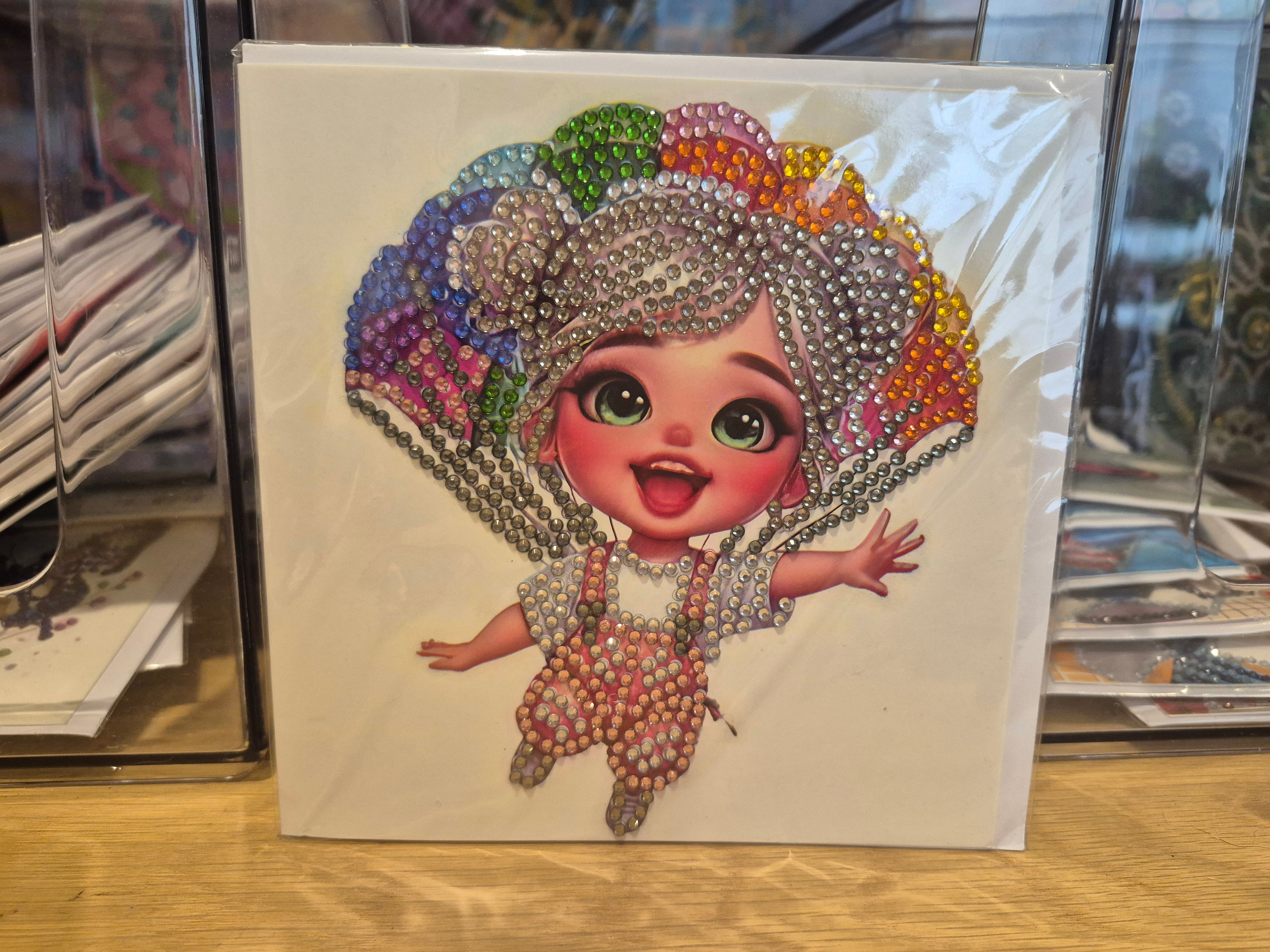 Cards - birthday, girl with balloon parachute Seahorse Creations AU