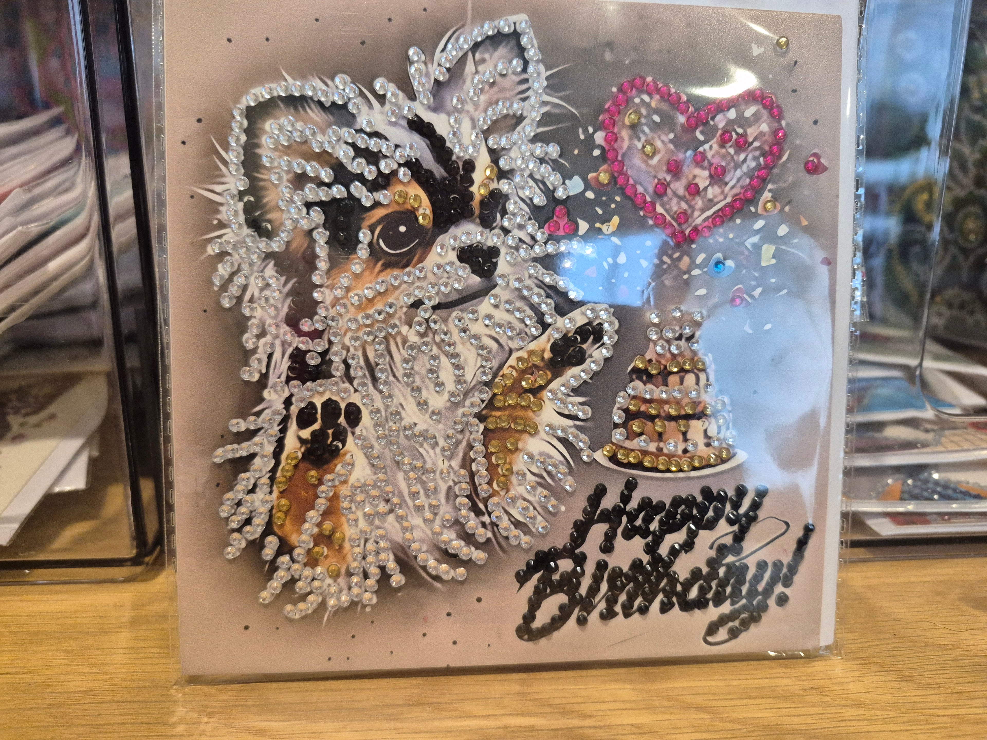 Cards - birthday, dog with cake blowing kisses 3 Seahorse Creations AU