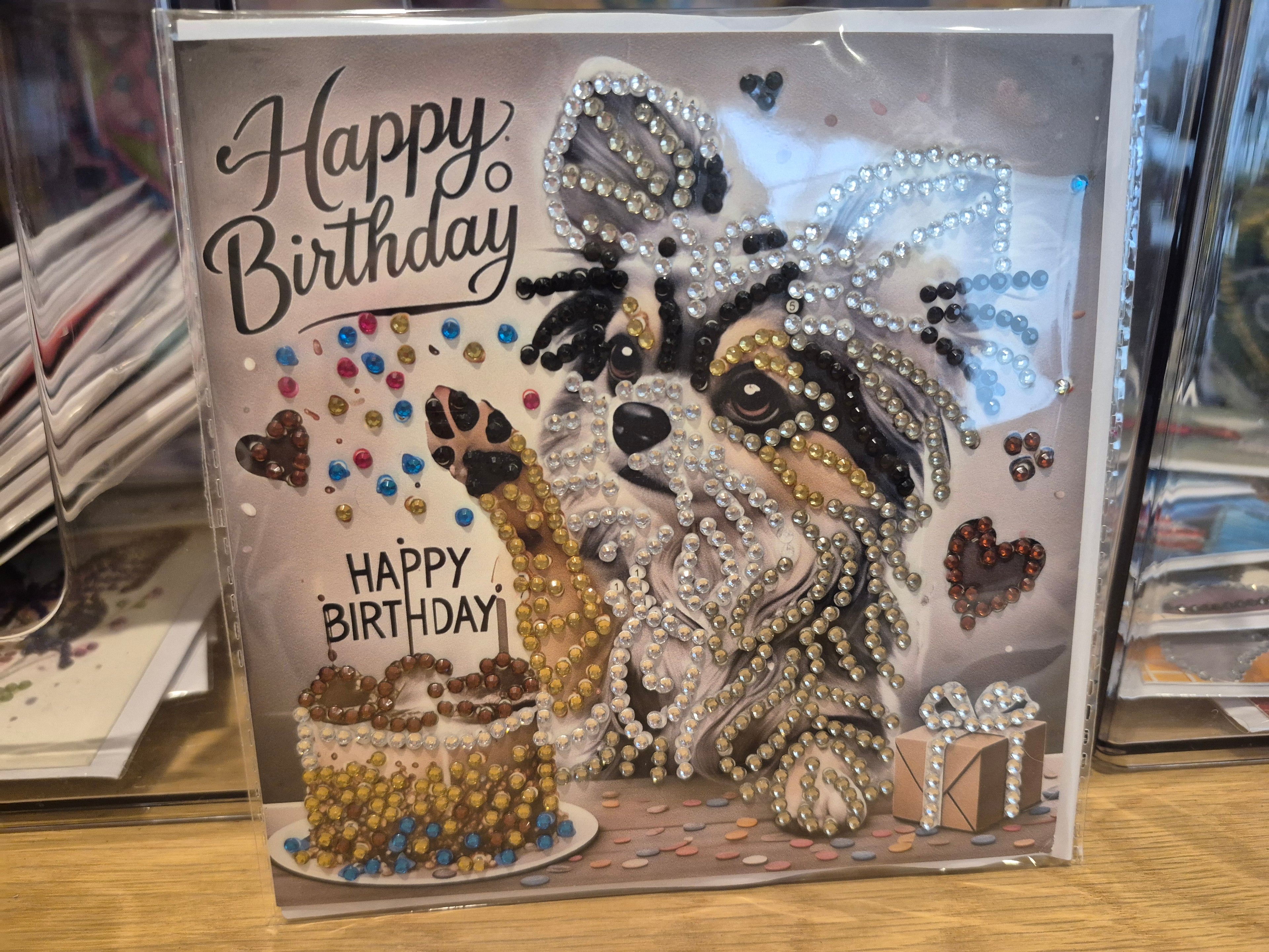 Cards - birthday, dog with cake and present Seahorse Creations AU