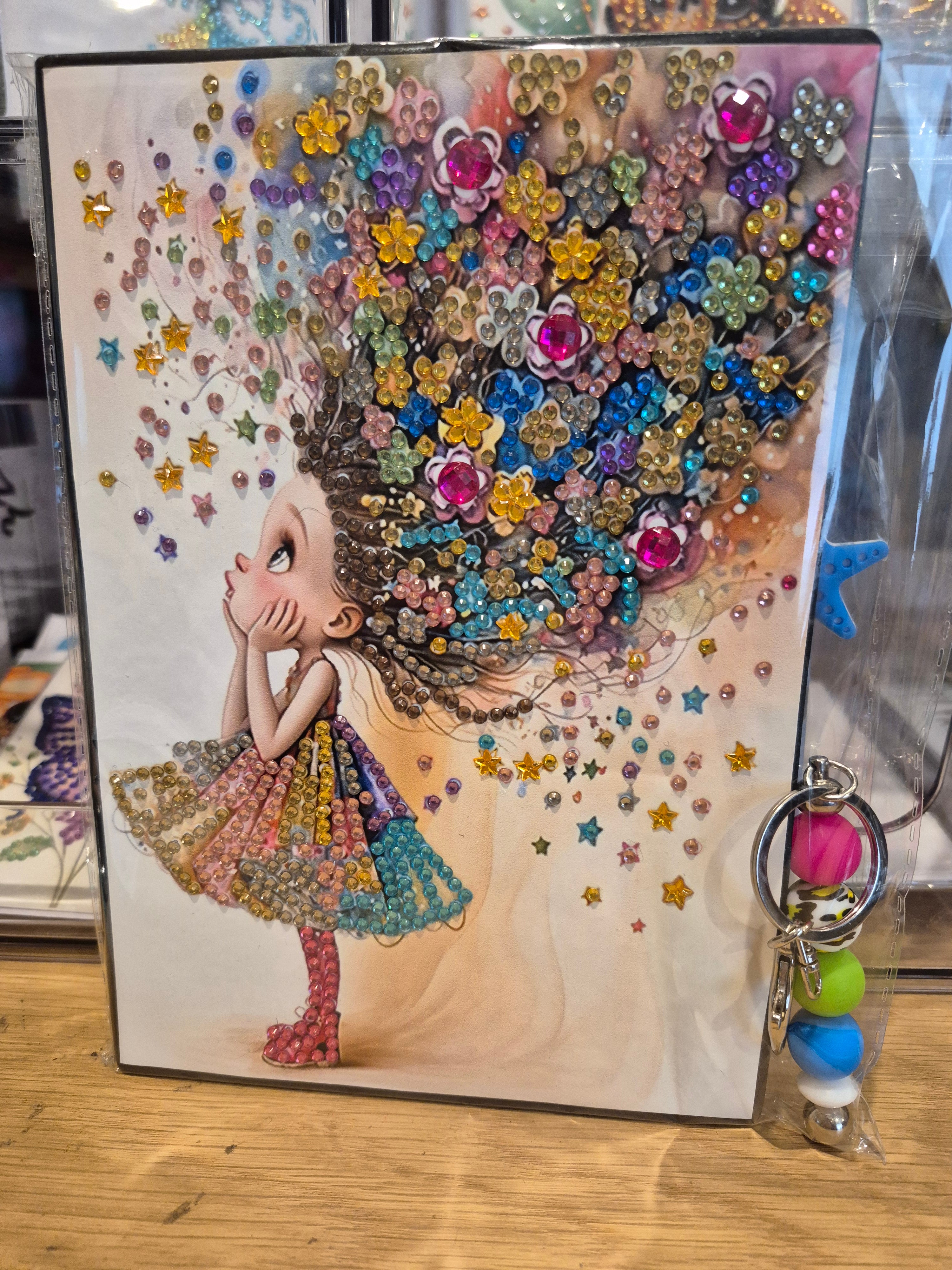 Notebook - little girl wishing and keychain Seahorse Creations AU