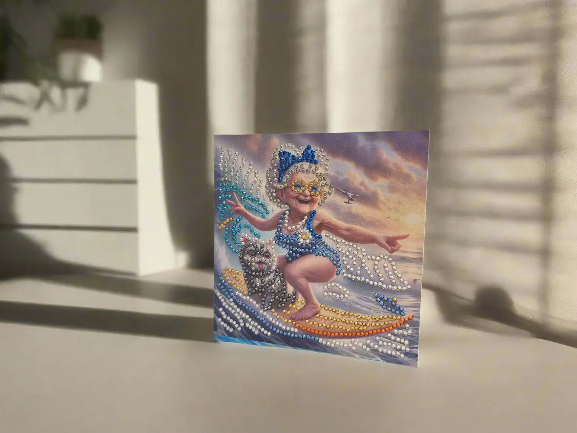 Granny surfing with cat Seahorse Creations AU