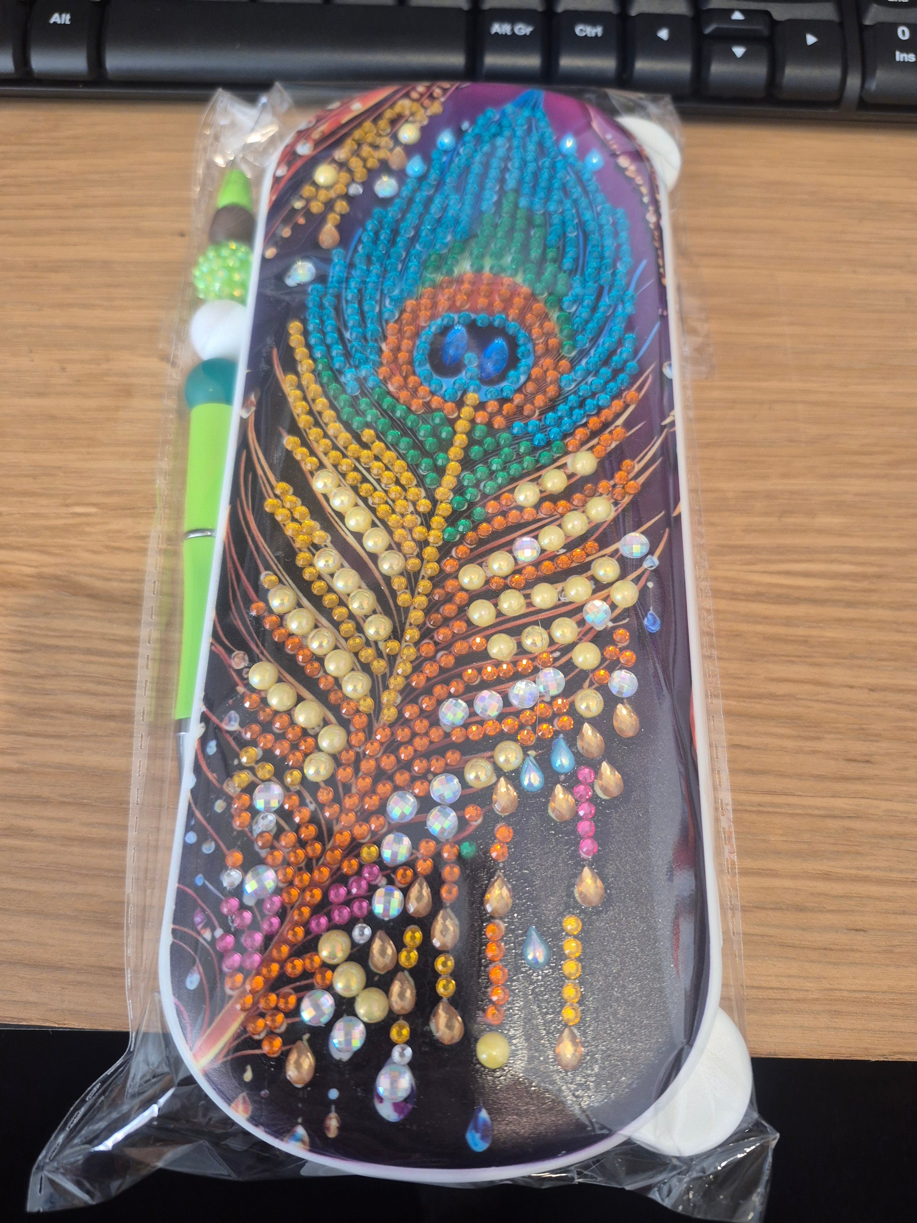 peacock feather pencil box and green pen combo Seahorse Creations AU