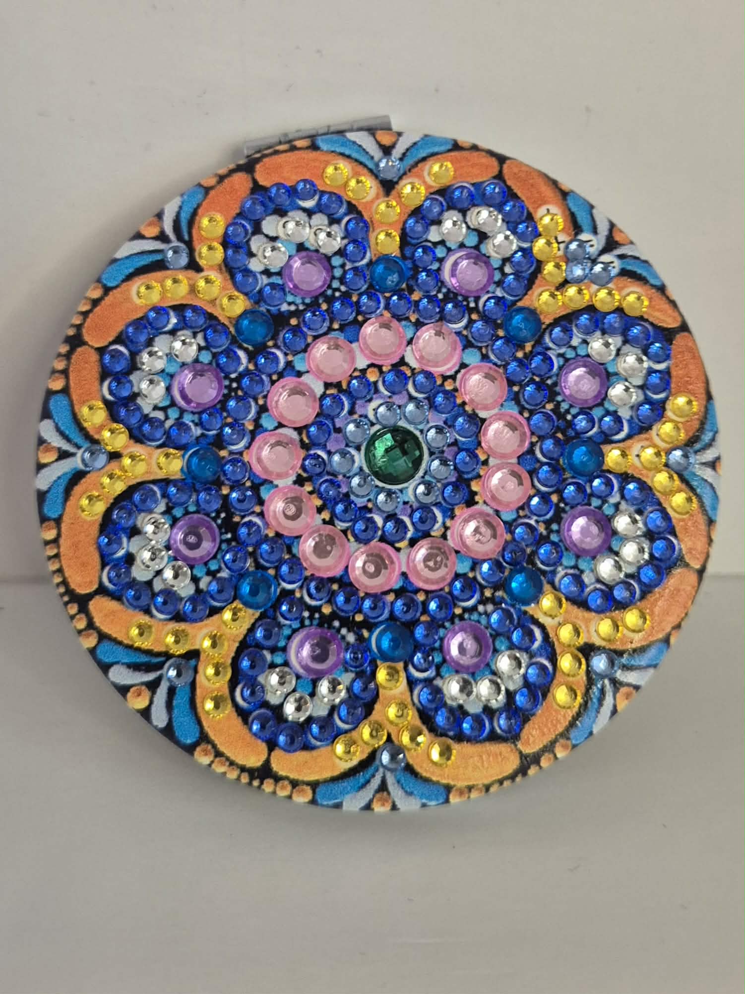 blue and orange mandala compact Seahorse Creations AU