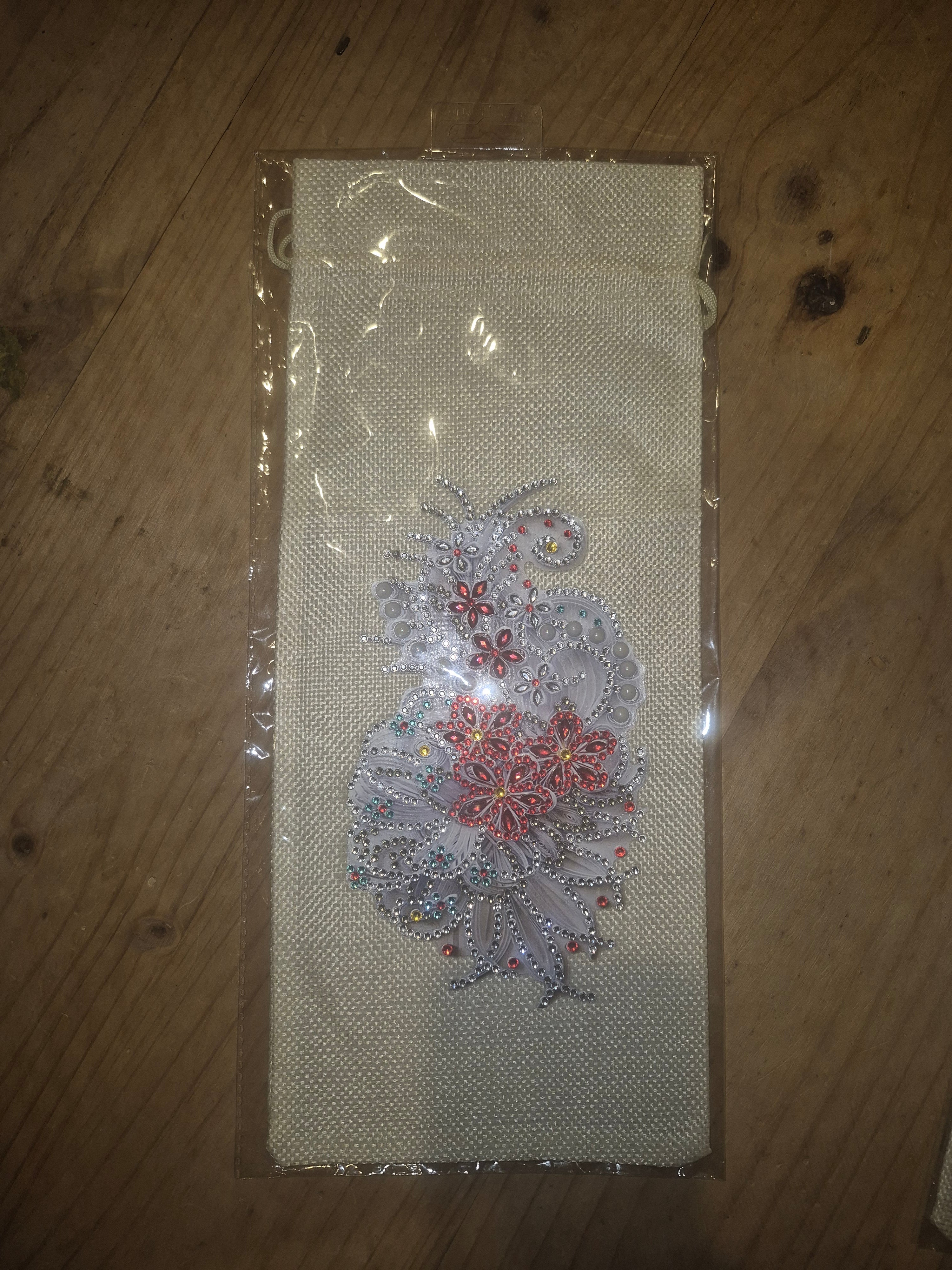 Red and Silver flowers bottle bag Seahorse Creations AU