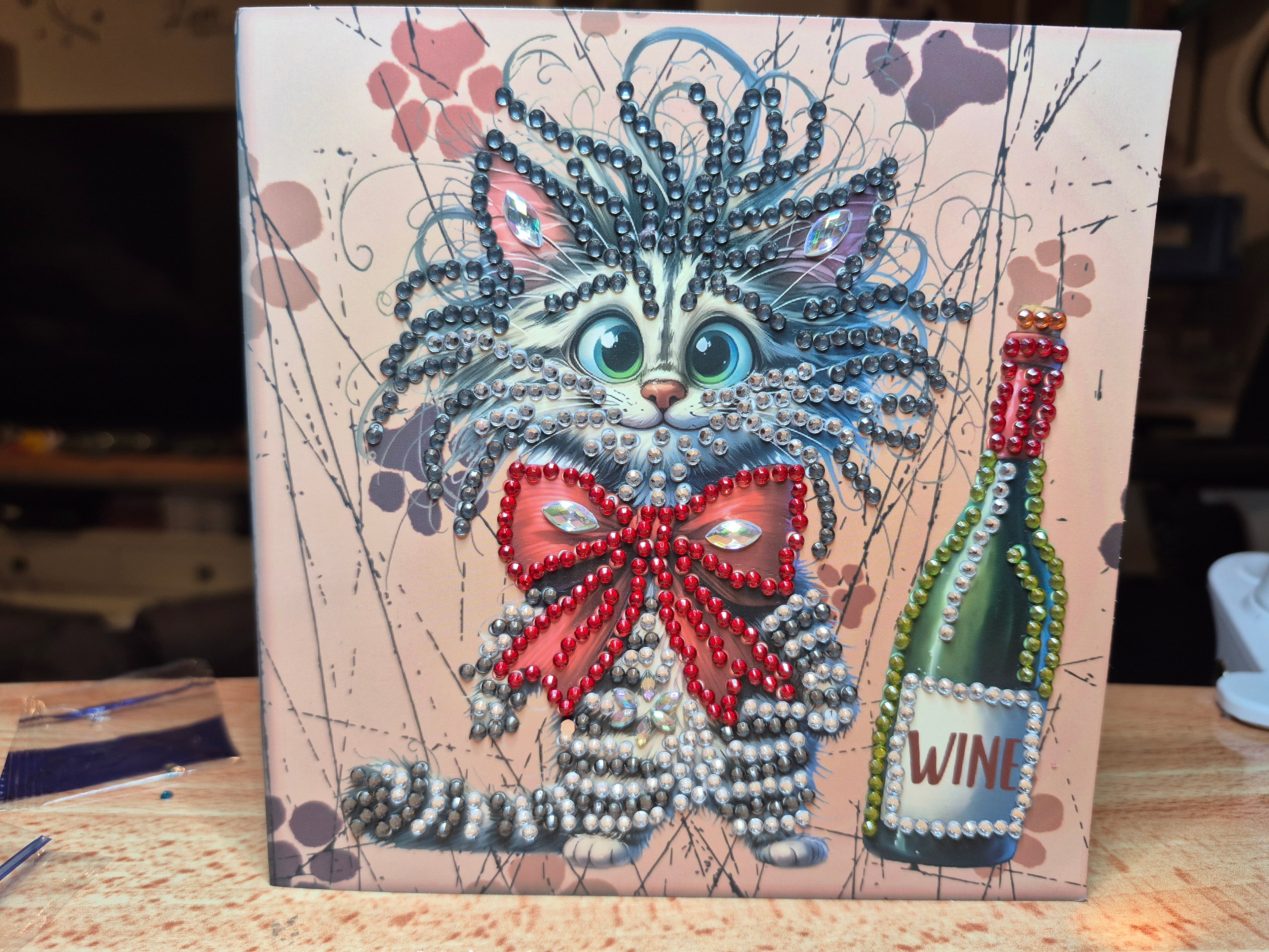 Card - greeting, crazy cat with wine 1 Seahorse Creations AU