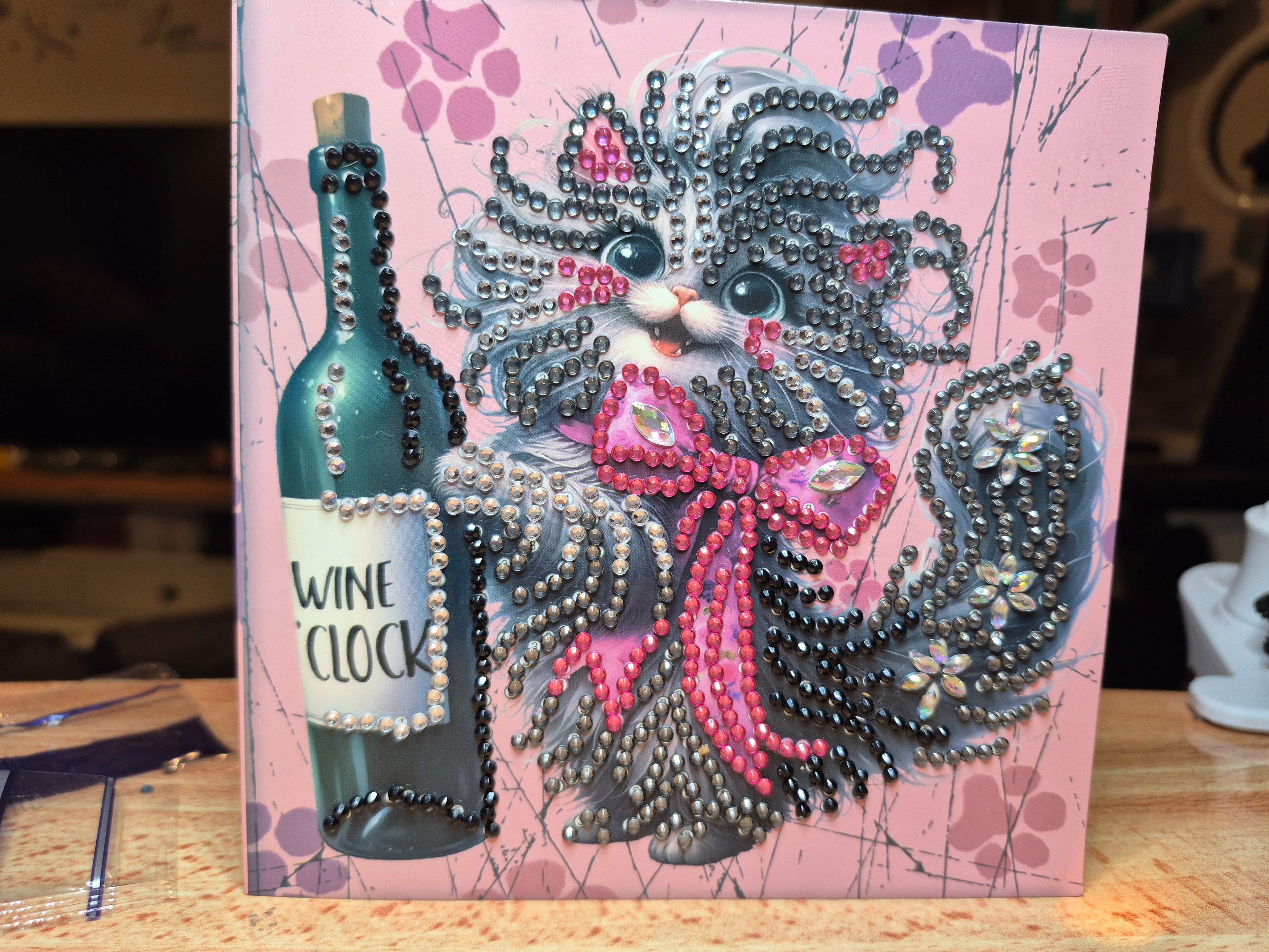 Card - greeting, crazy cat with wine 4 Seahorse Creations AU