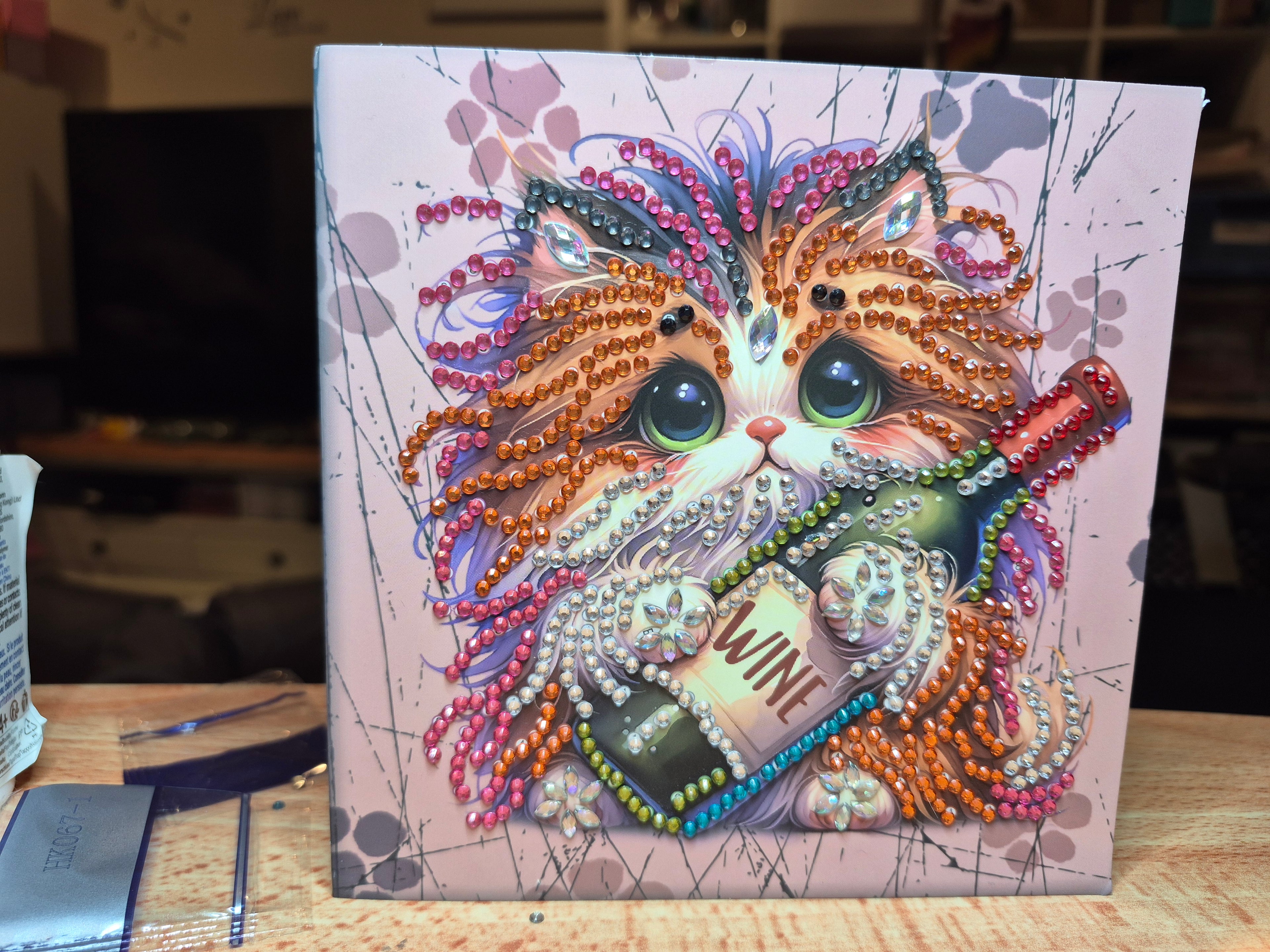 Card - greeting, crazy cat with wine 5 Seahorse Creations AU