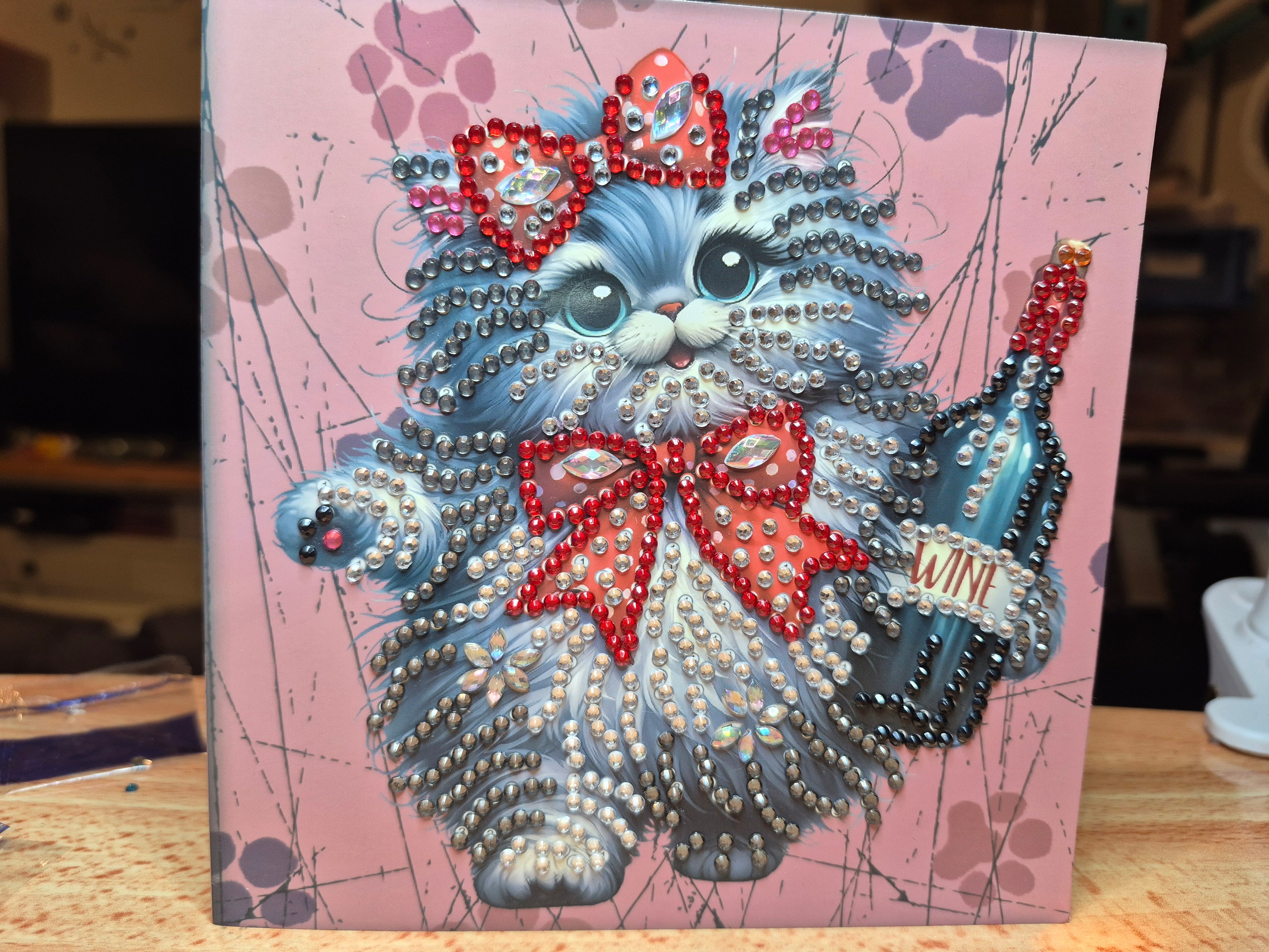 Card - greeting, crazy cat with wine 3 Seahorse Creations AU