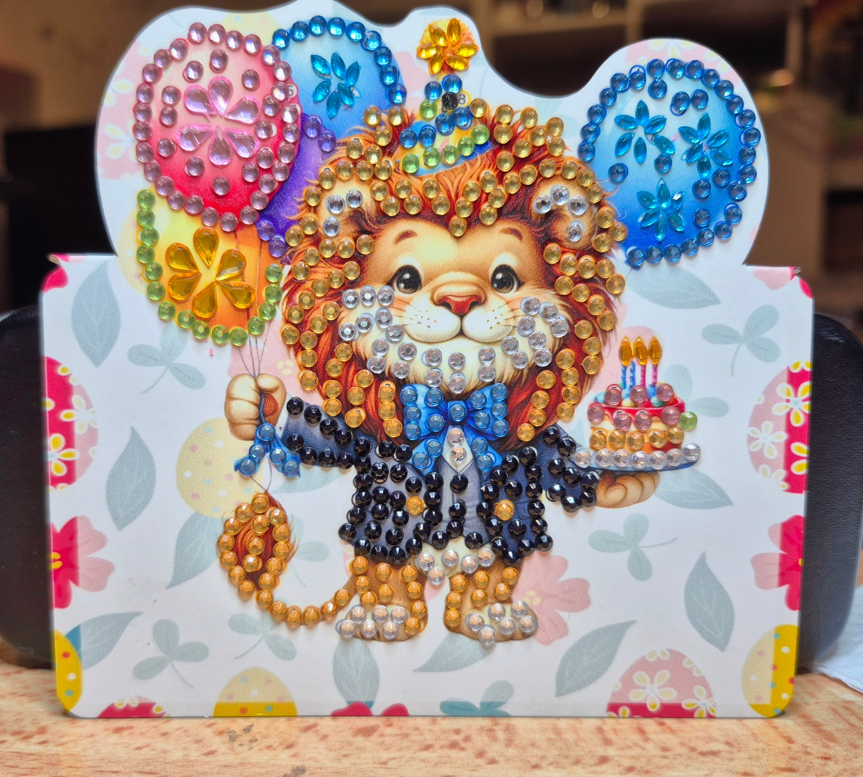 Card - mini birthday, lion and balloons Seahorse Creations AU