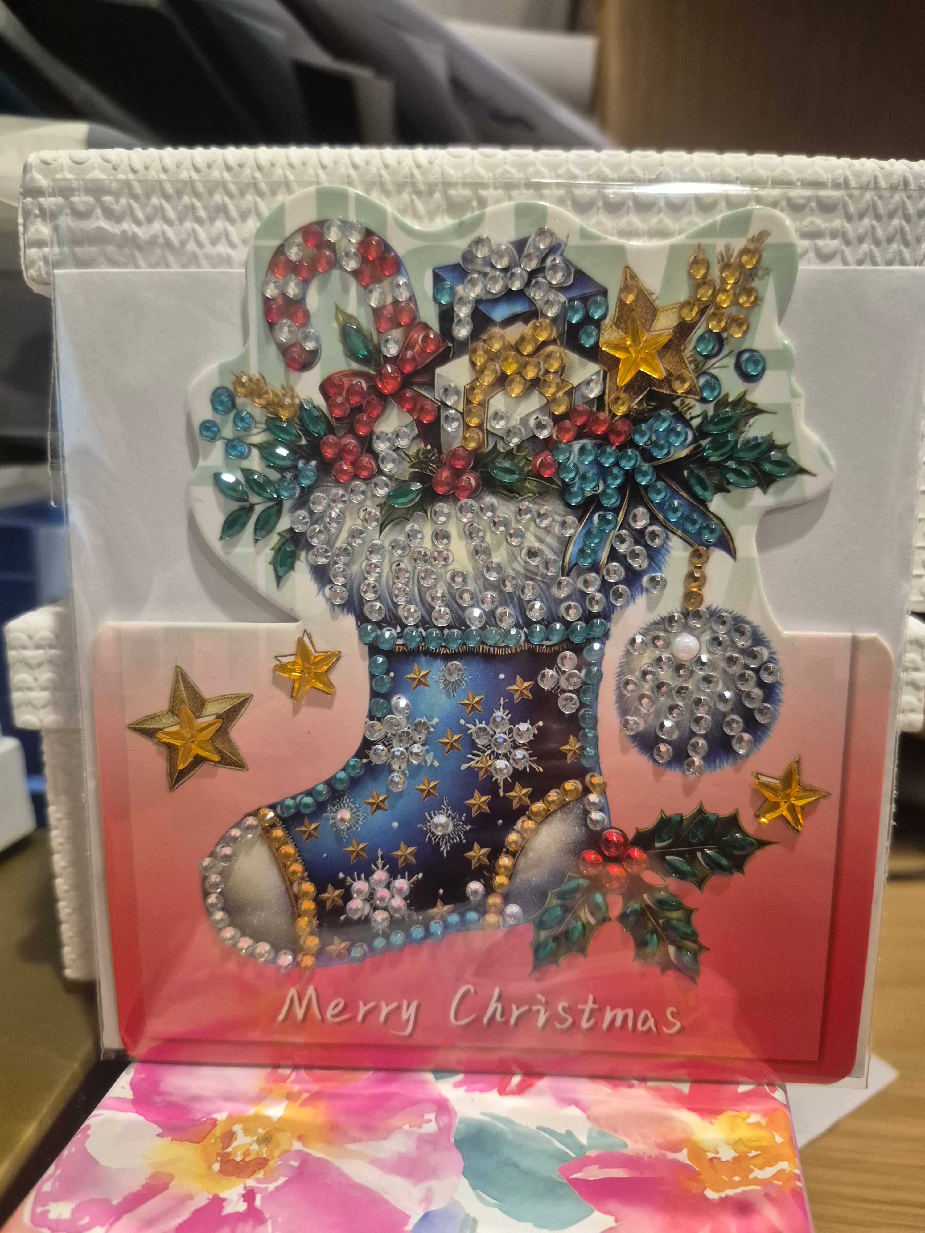 blue xmas stocking card Seahorse Creations AU