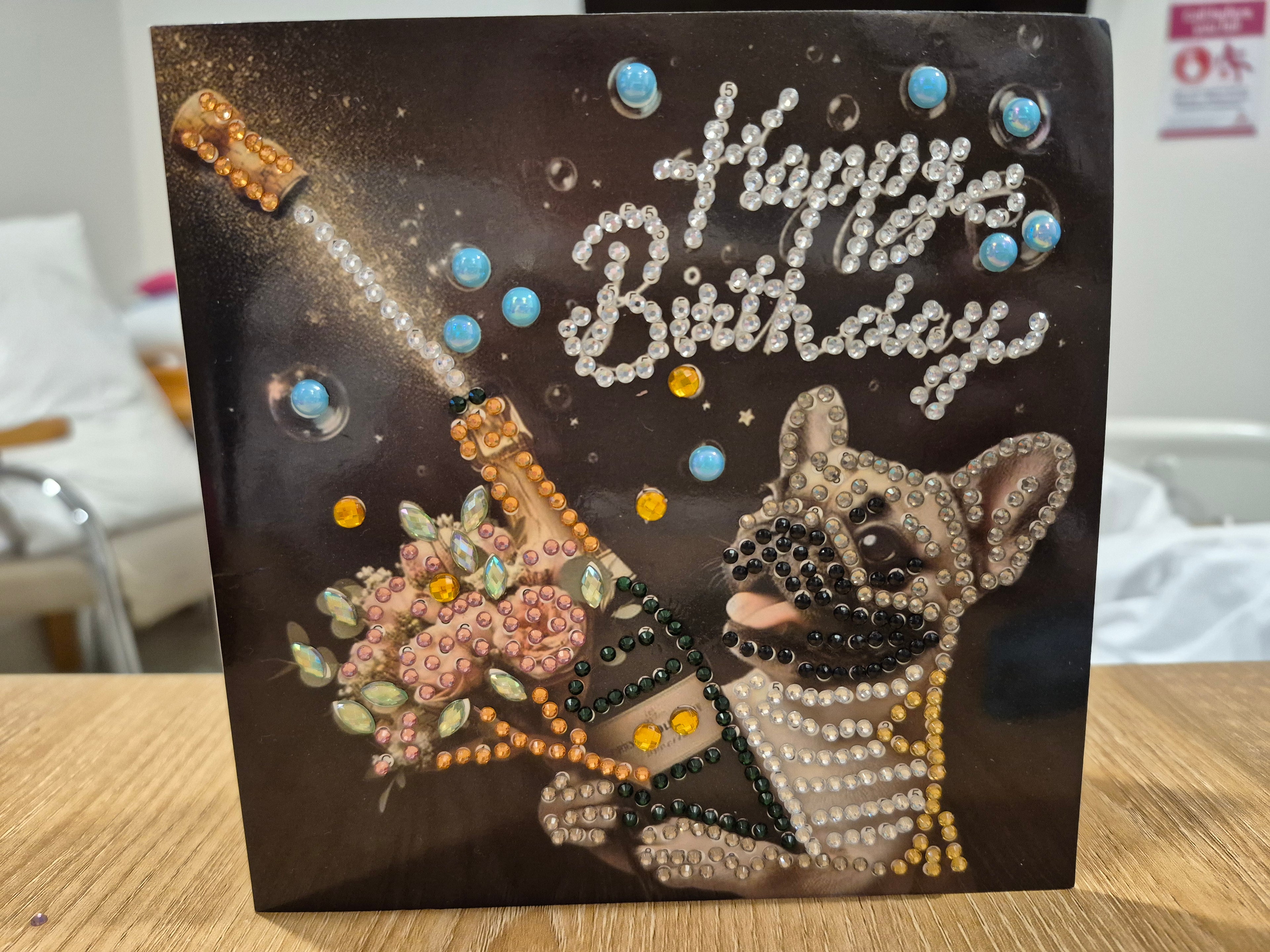 Card,  birthday dog & champagne Seahorse Creations AU